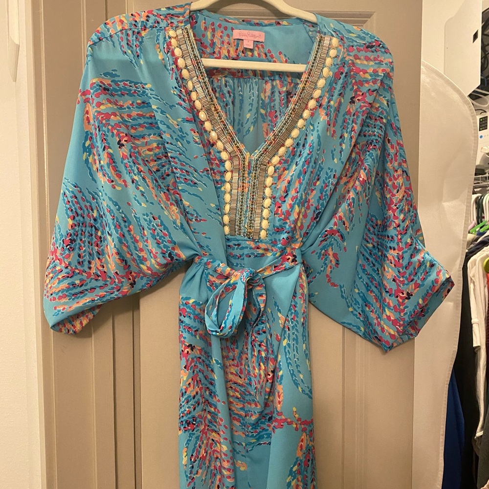 Lilly Pulitzer Blue Beaded Dress Size Small